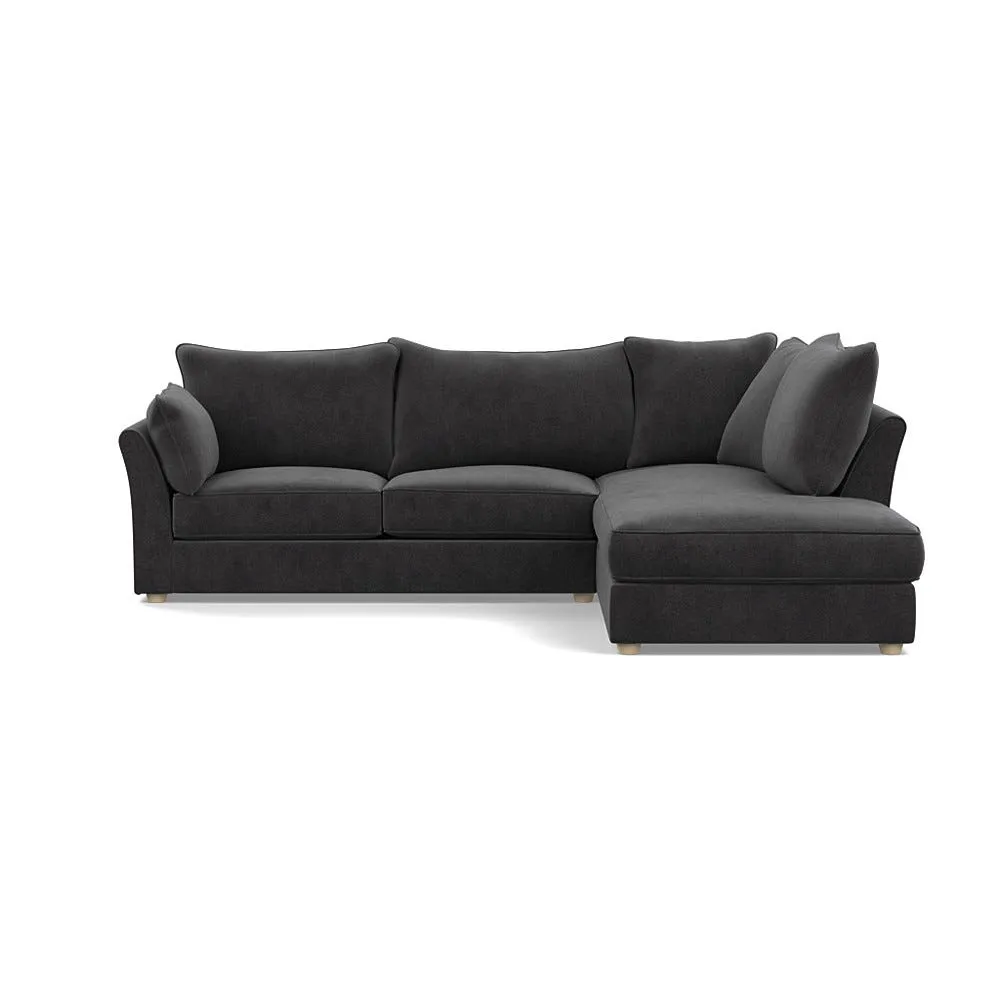Heal's Tailor Right Hand Facing Corner Sofa Smart Luxe Velvet Nickel Natural Feet 1