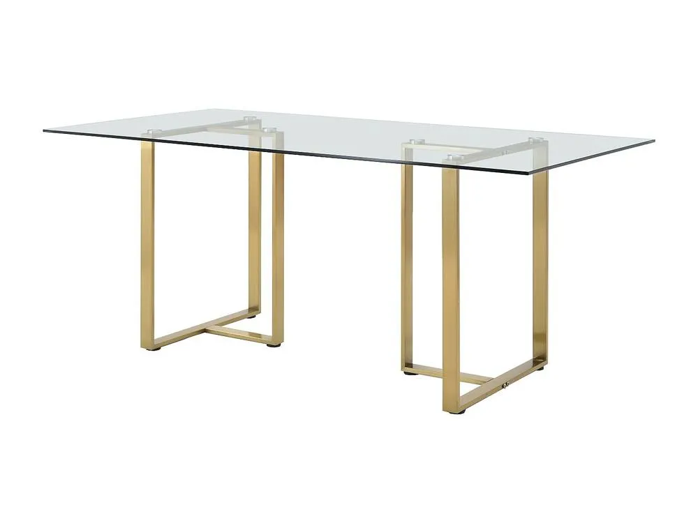 Vente-unique 6 - Seaterer Dining Table - Tempered Glass & Stainless Steel in Clear 6