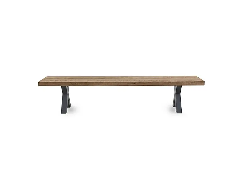 Njord Dining Bench with Metal X Shaped Legs - 180-cm - Storm Wood