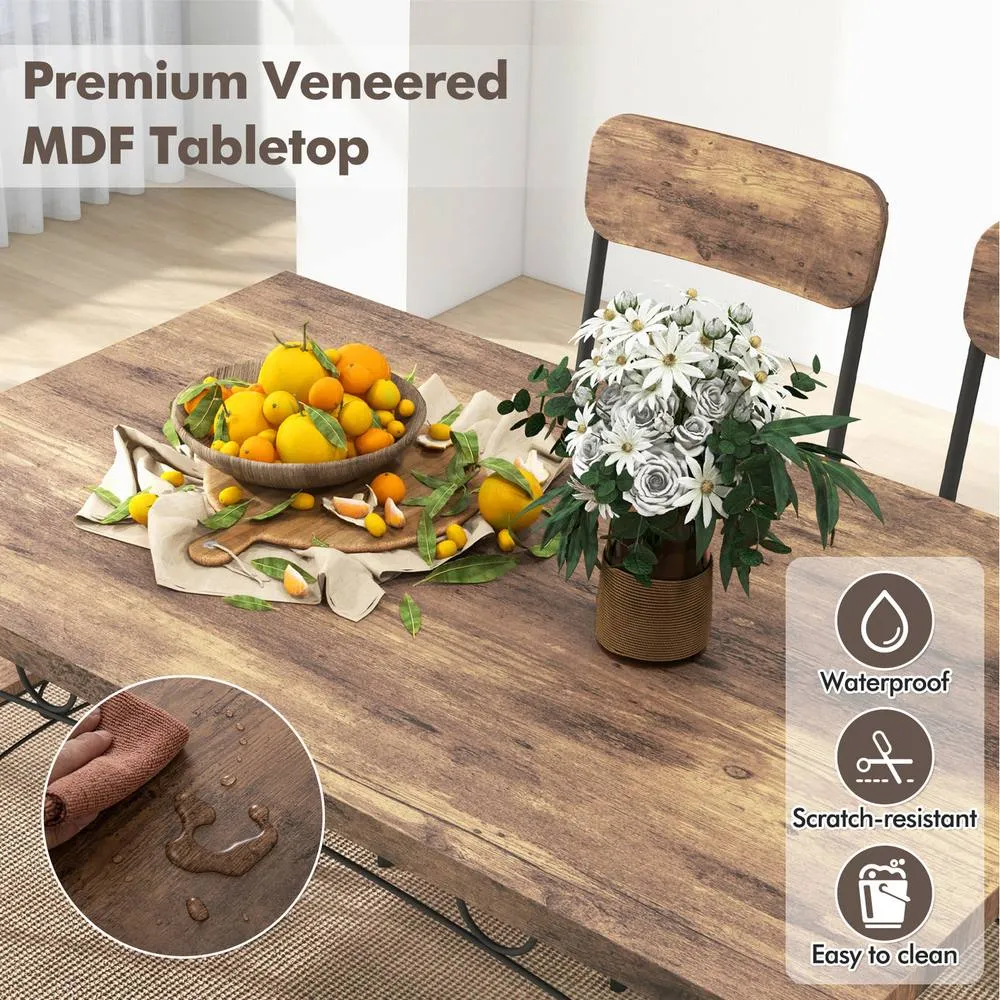Costway 5-Piece Industrial Kitchen Furniture Dining Table Set for 4-Coffee in Brown 6