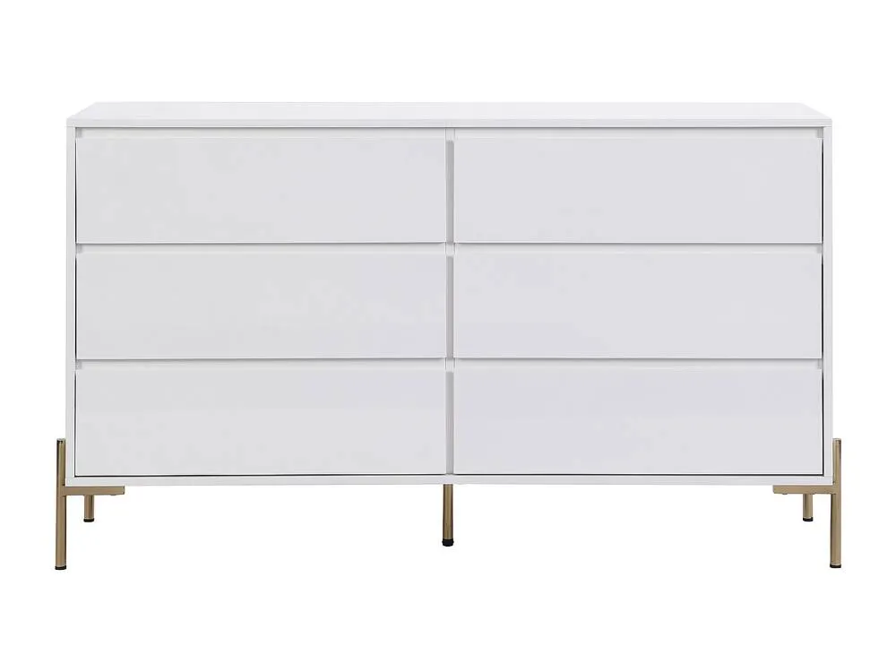 Vente-unique 6-Drawer Chest Of Drawers - MDF & Metal - Gloss White & Gold 6