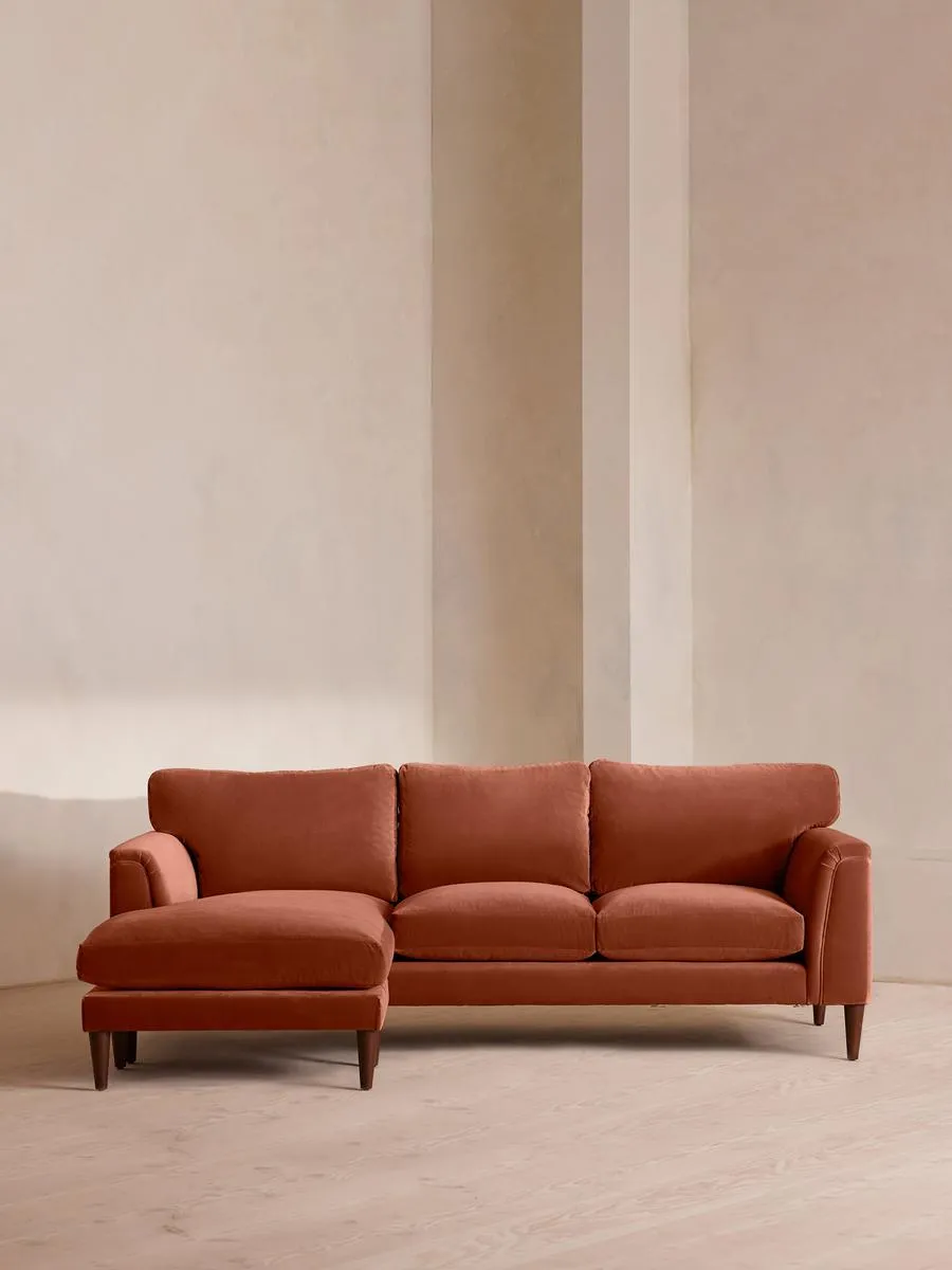 Reya Chaise-end Sofa, Velvet, Rust