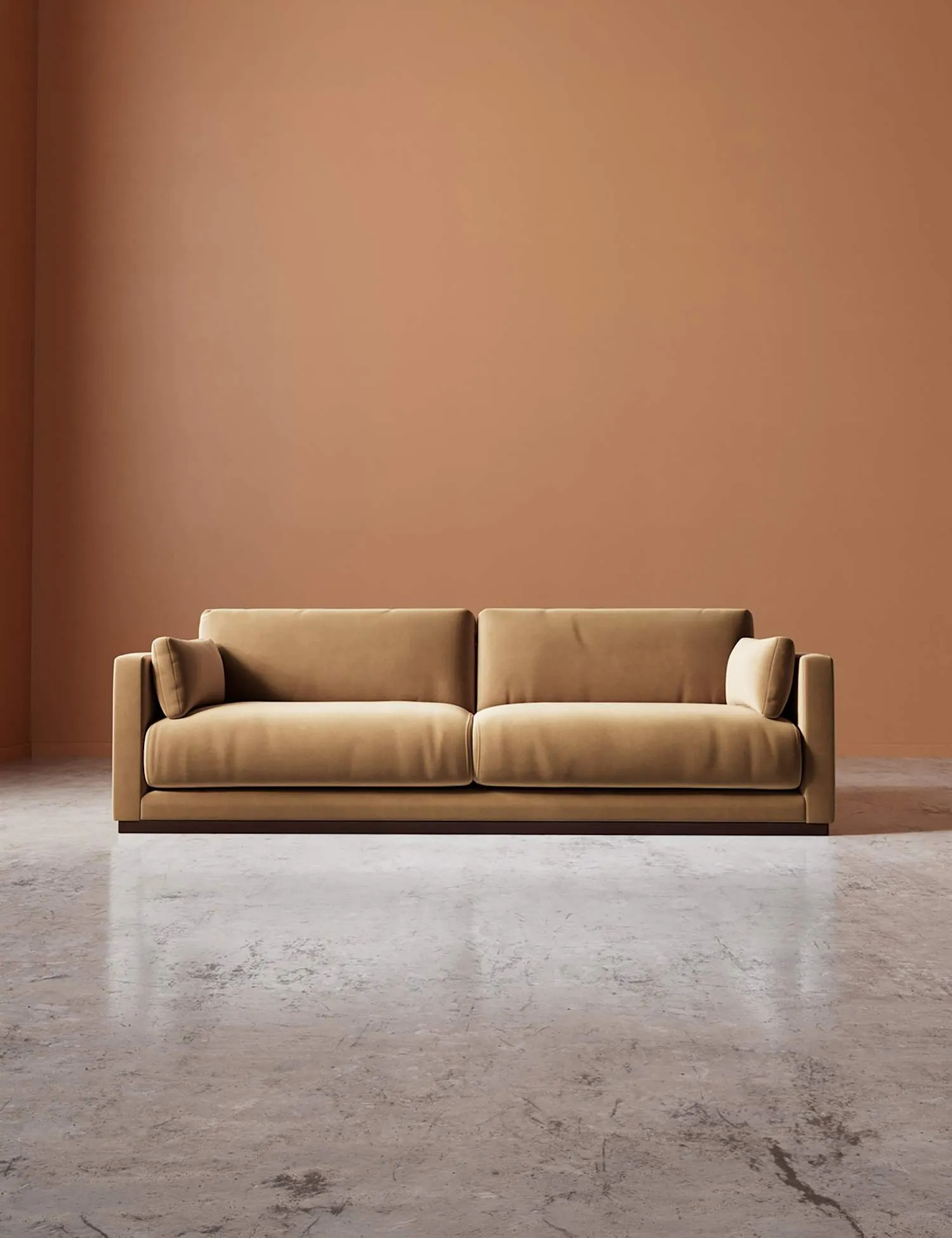 Swoon Easy Velvet 3 Seater Sofa Tan