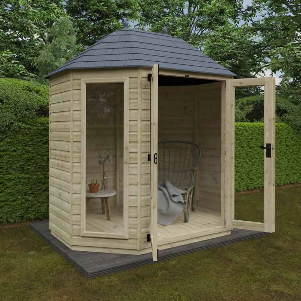 Buttercup Farm 8 x 6 Feet Tanalised Octagonal - Full Pane 16mm Shed in Natural 4