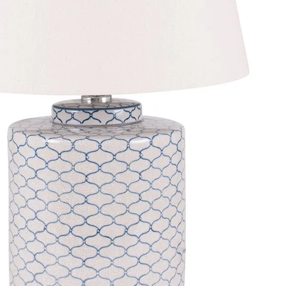 Demetri Grey and Blue Detail Ceramic Table Lamp 3