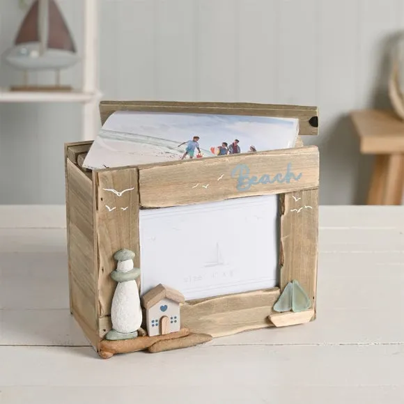 Love Life By The Sea Driftwood & Sea Glass Photo Box 3