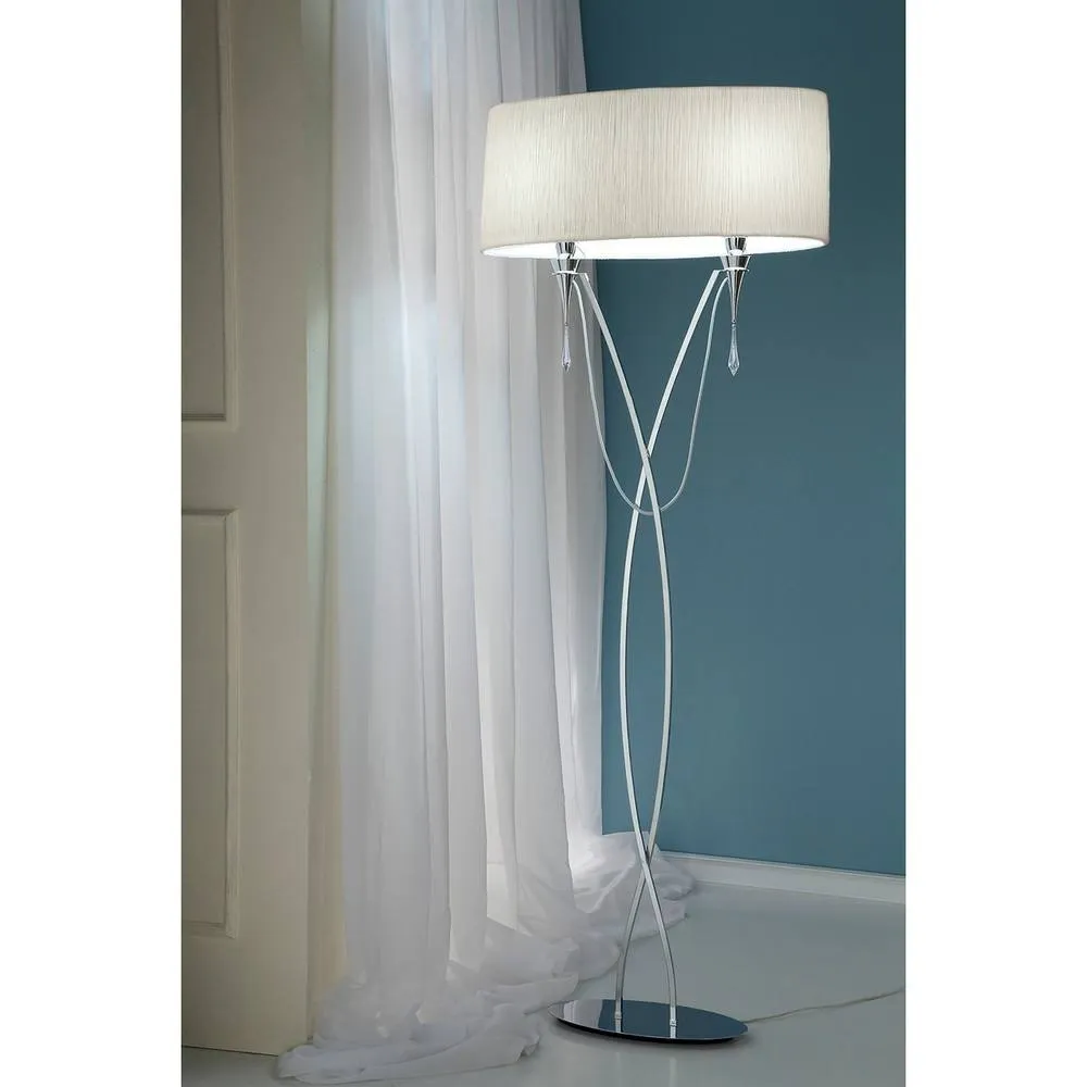 Netlighting Lucca Wall Lamp Switched 2 Light E27 Chrome White Shade & Crystal 5