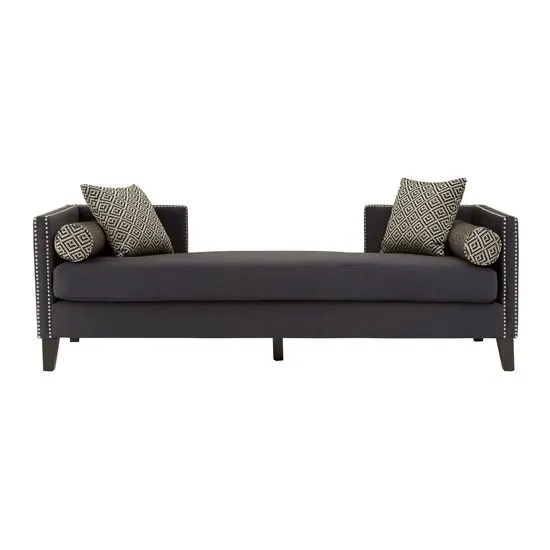 Mesarthim Velvet 3 Seater Day Bed Sofa In Dark Grey