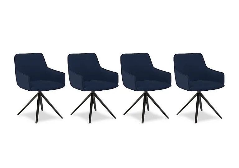 Jose Set of 4 Swivel Dining Arm Chairs - Navy