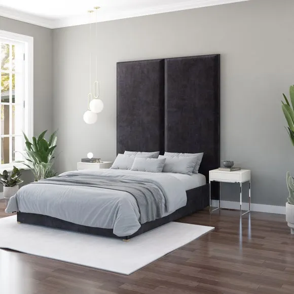 Hanging Wall Panel Dual Mount Plush Velvet Headboard 4
