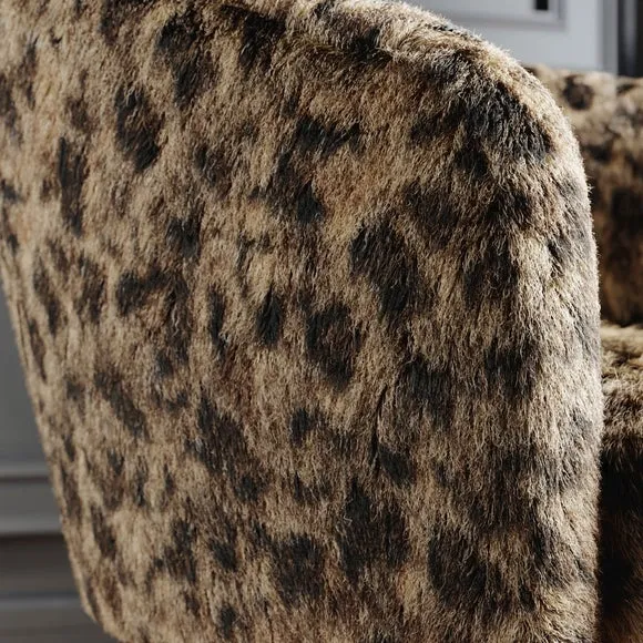 Reza Leopard Print Faux Fur Swivel Chair 3