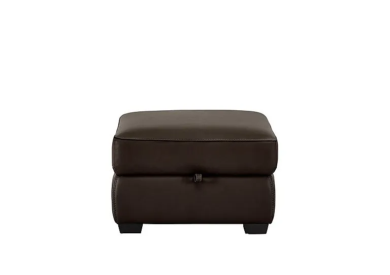 Starlight Express Leather Storage Footstool - Dark Chocolate