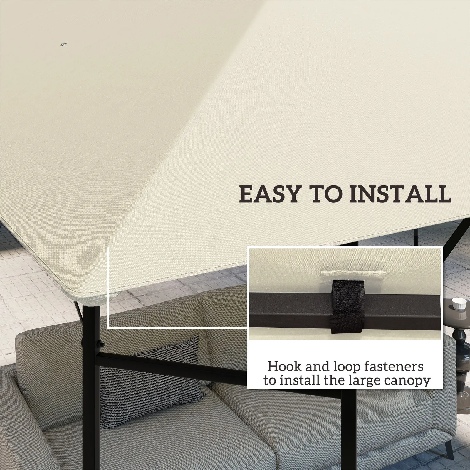 OUTSUNNY 3 x 3(m) Gazebo Canopy Replacement Cover, UPF30+, Cream White 5