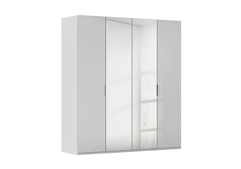Formes 4 Door Bifold Glass Wardrobe with 2 Mirror Doors - Silk Grey/Silk Grey Front