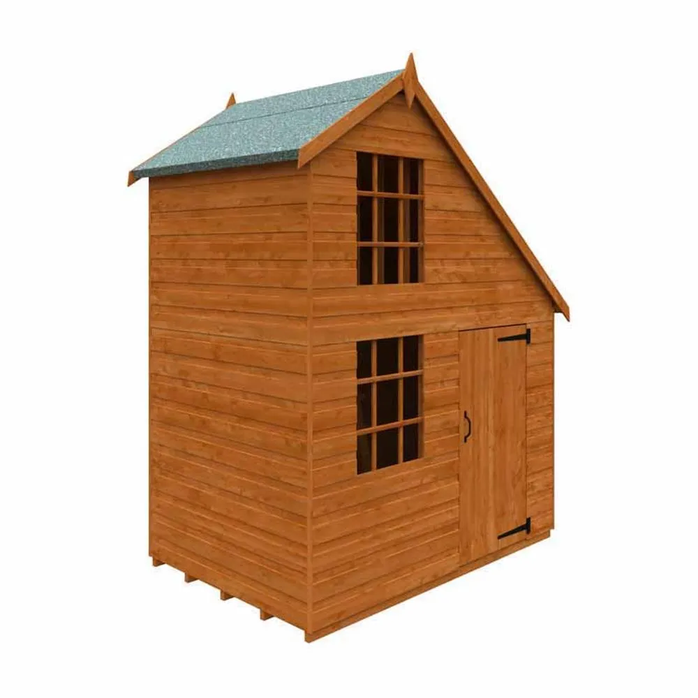 Buttercup Farm 4 x 6 Feet Clubhouse 12mm Shed - Solid Wood/Softwood/Pine in Burnt Orange