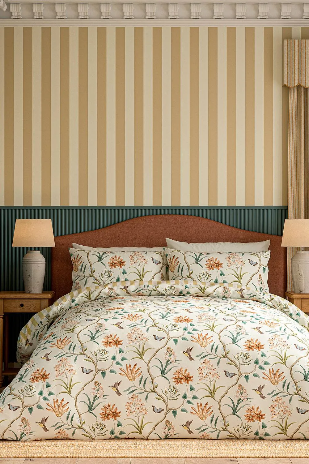 Sanderson 'Clementine' Cotton Duvet Cover Set in Beige