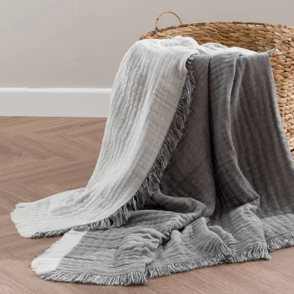 Reversible Muslin Cotton Throw Blanket
