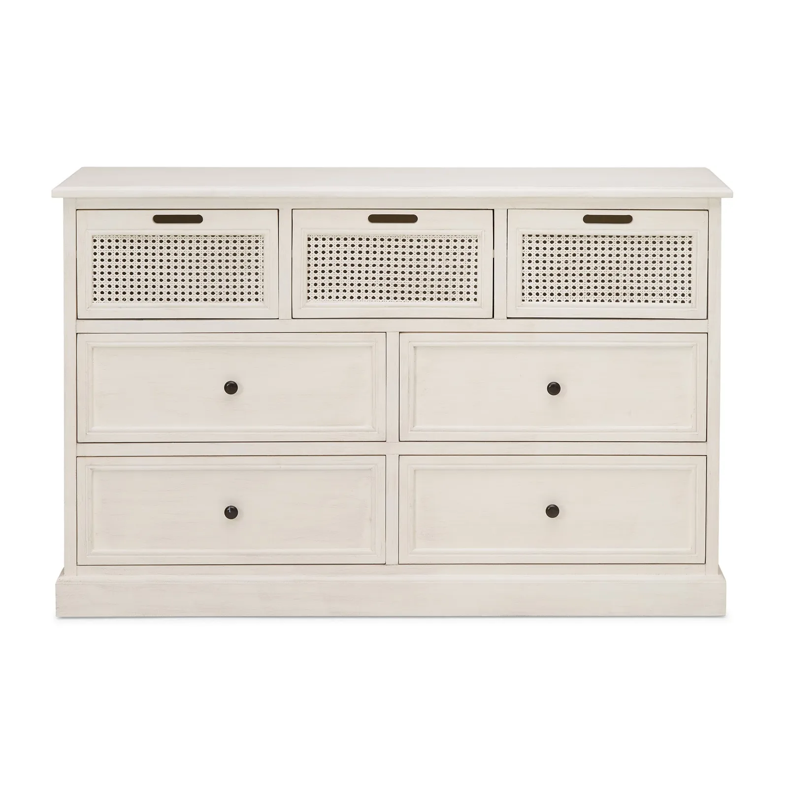 Lucy Cane Cream 7 Drawer Chest White