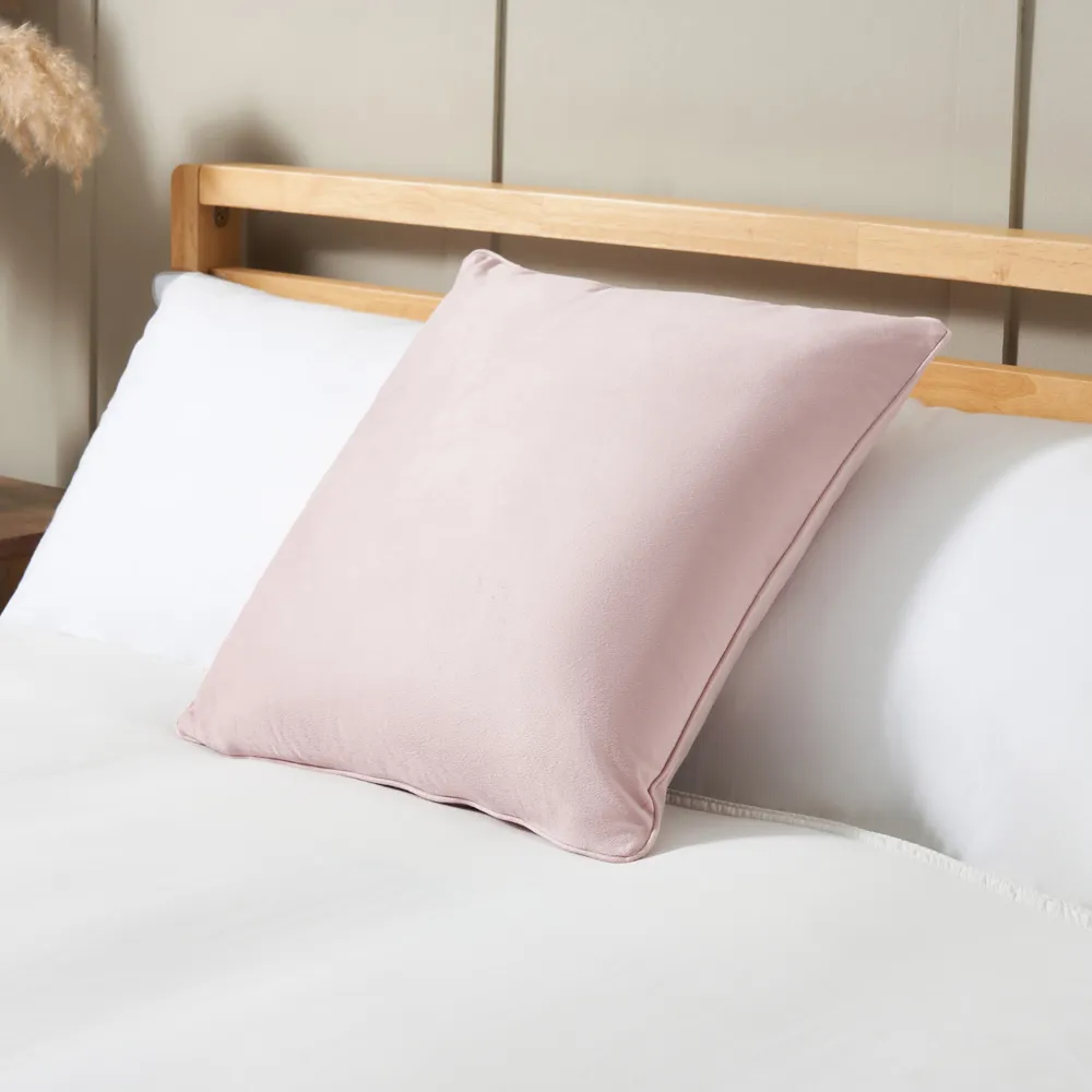 Small Velour Piped Cushion, Blush 1
