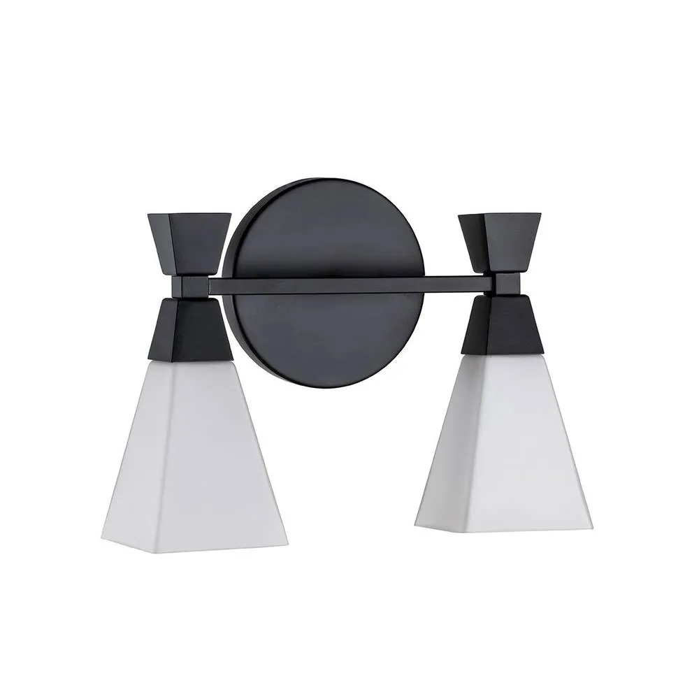 Netlighting Bowtie 2 Light Bathroom Wall Lamp Matte Black IP44 5