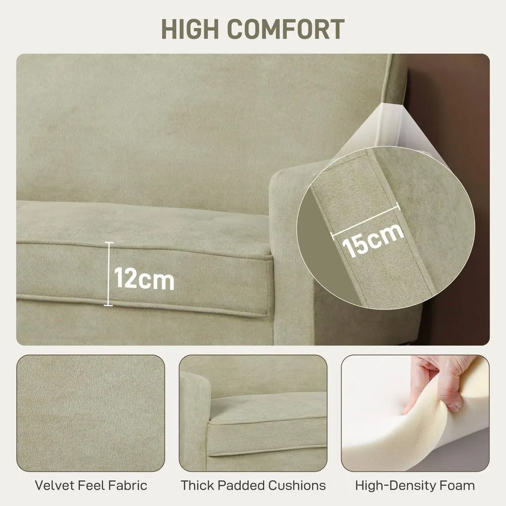 HOMCOM 2 Seater Sofa, Velvet-Feel Upholstered Loveseat for Small Space, Beige 4