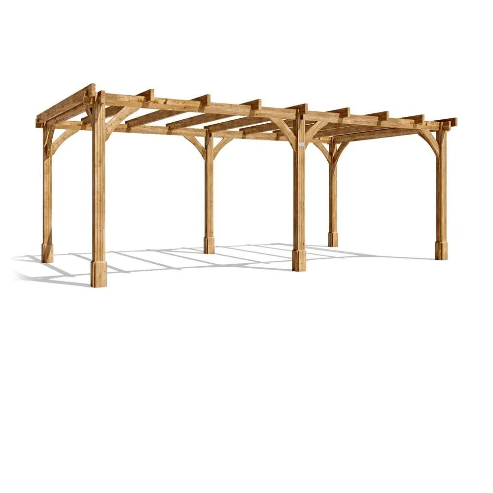 Dunster House Wooden Pergola Kit 6x3m Pressure Treated Heavy Duty Utopia in Brown