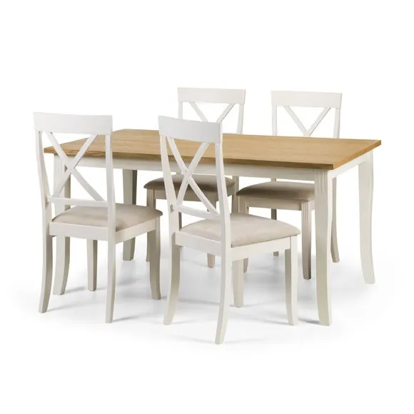 Davenport 4 Seater Rectangular Dining Table with 4 Chairs, Off White 2