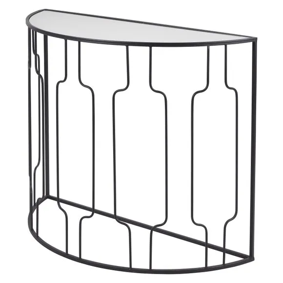 Caprisse Mirrored Glass Half Moon Console Table 2