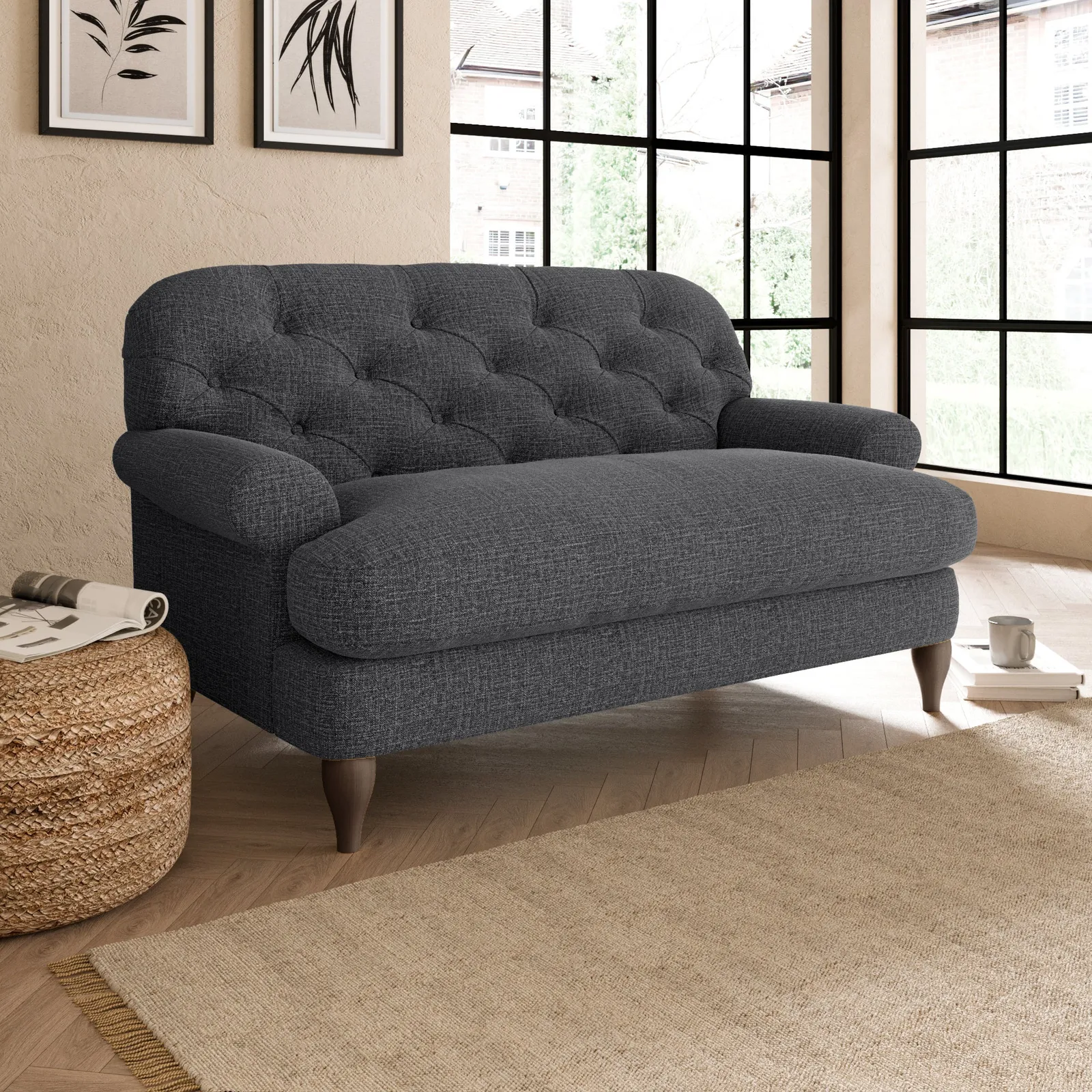 Canterbury Slub Cotton Blend Snuggle Chair Slub Cotton Black