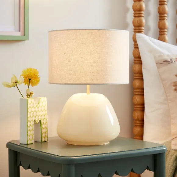 Pebble Milky Glass Table Lamp 1