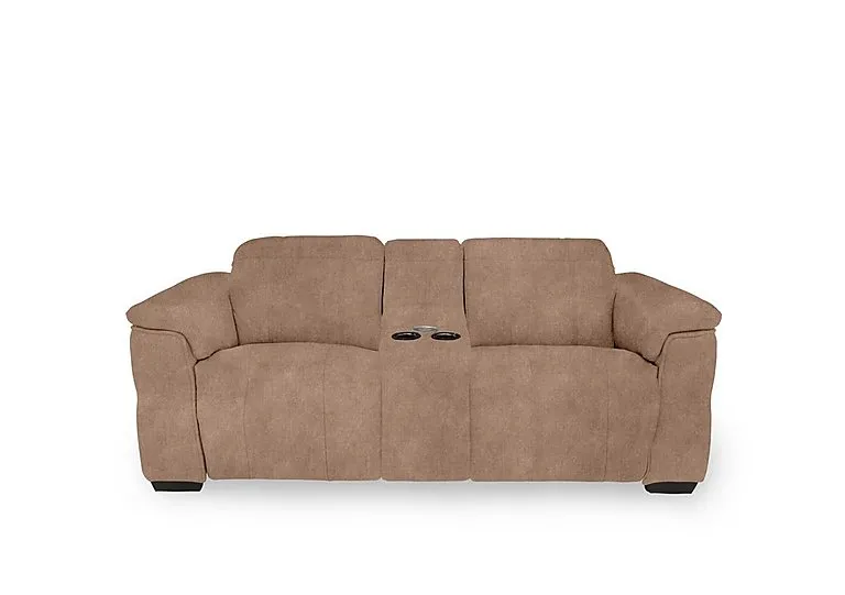 Inca Fabric 2 Seater Power Recliner Sofa with Pop Up Light Console and Power Headrests - Dexter Sand