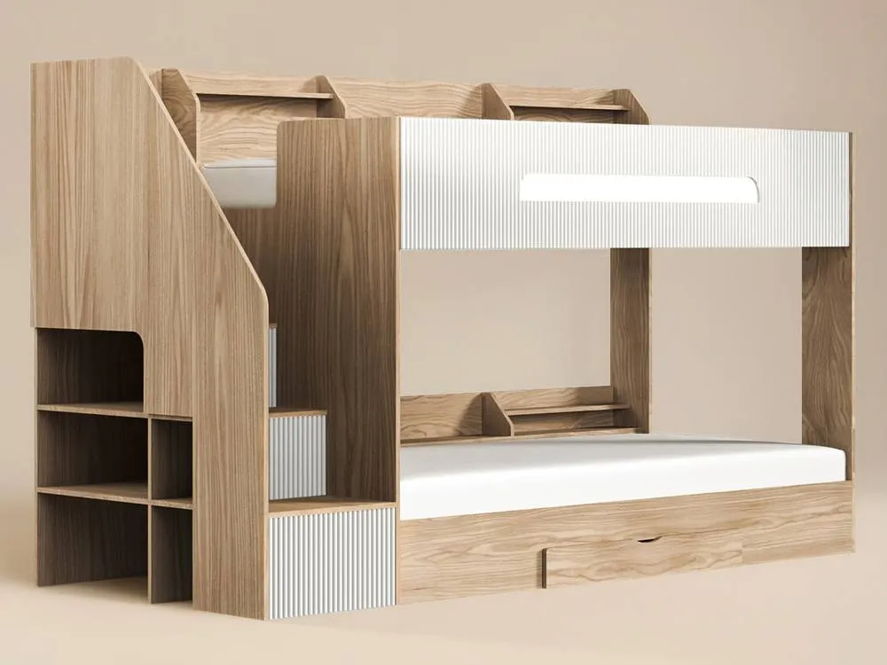 Flair Finn Staircase Bunk Bed with Storage in White 4