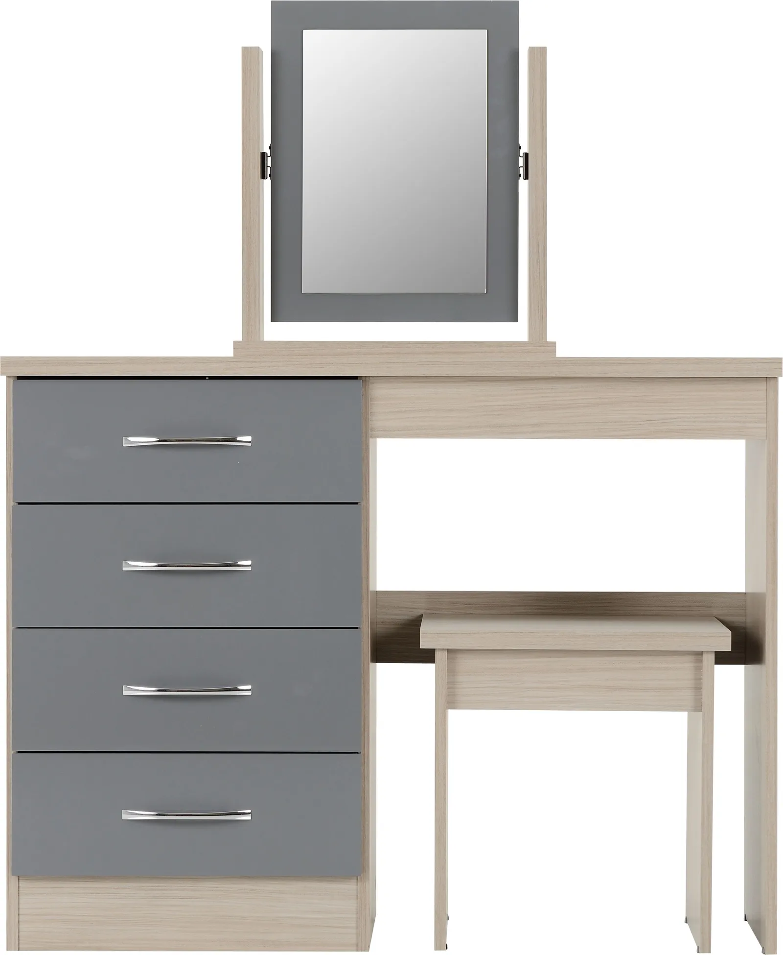 Seconique Nevada 4 Drawer Dressing Table Set in Grey 3