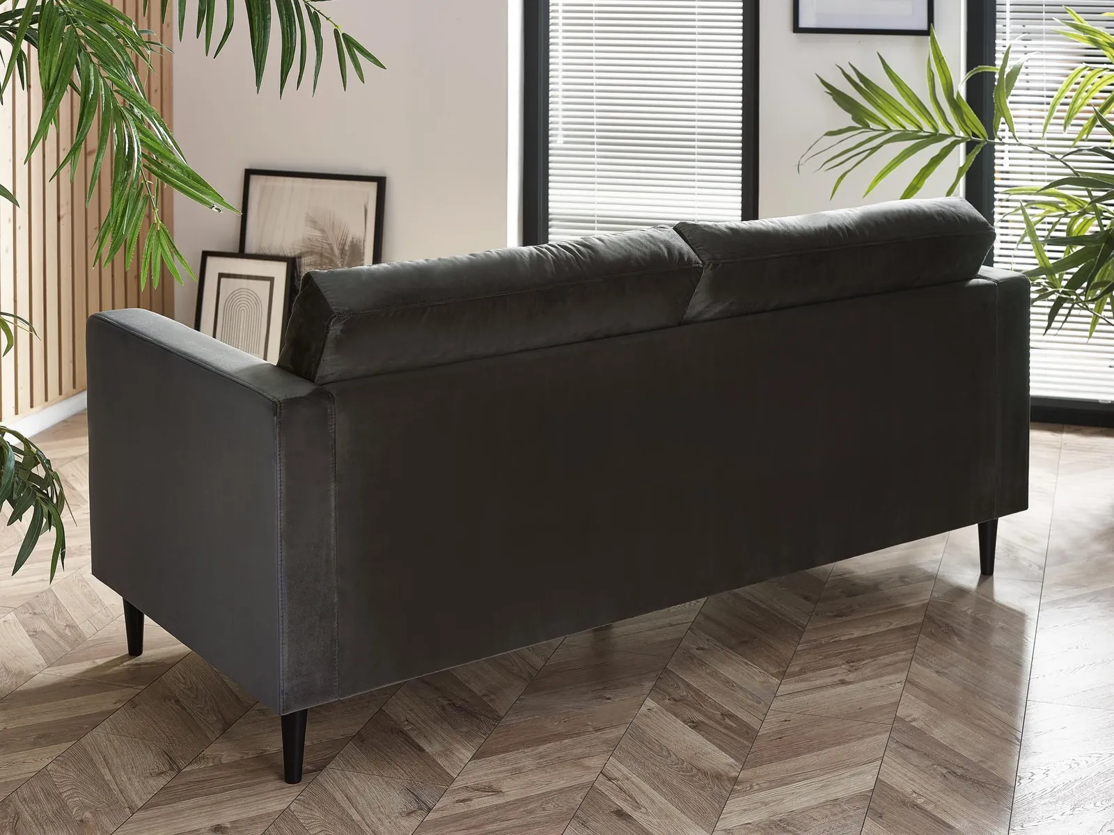 FurnitureboxUK Jade 3-Seater Soft Touch Velvet Sofa With Solid Wood Frame in Dark Grey 2