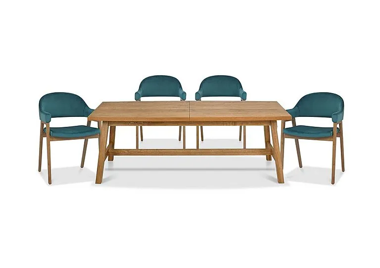 Stratford Large Extending Dining Table with 4 Fabric Dining Arm Chairs