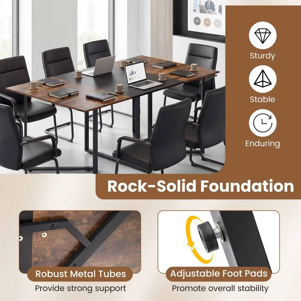 Costway 180 CM Conference Table Large Meeting Table for 6-8 People Black in Brown 5
