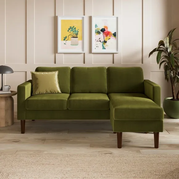 Jacob Velvet Compact Corner Chaise Sofa
