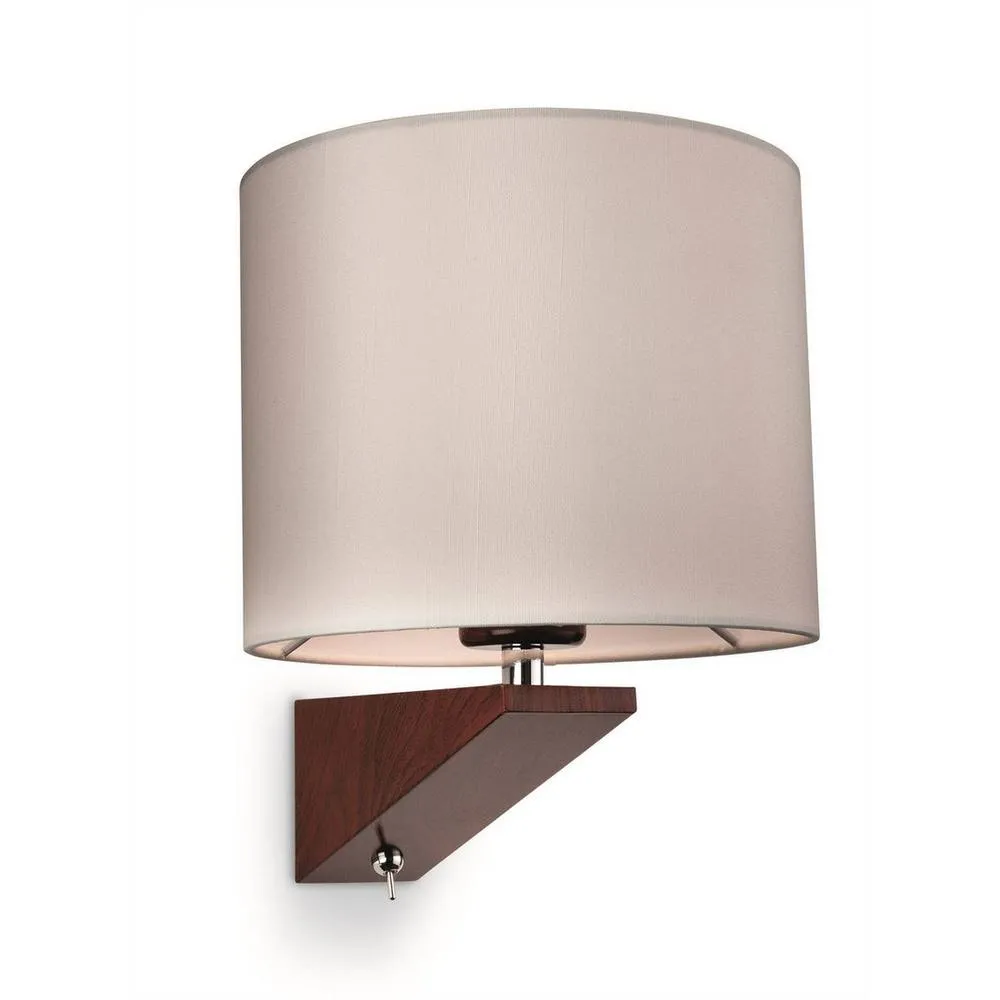 Netlighting Alpine Indoor Wall Light Walnut Cream Shade E27 in Beige