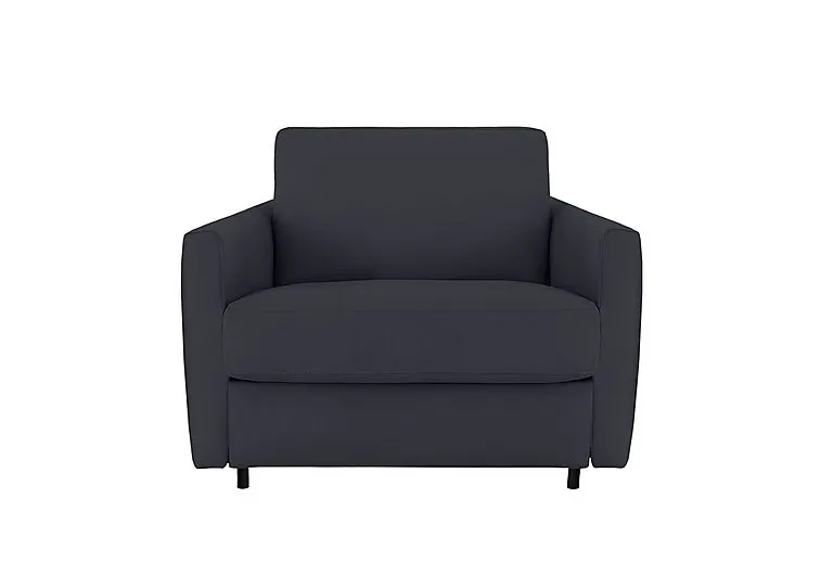 Alcova Leather Chair Sofa Bed with Slim Arms - Torello Blu