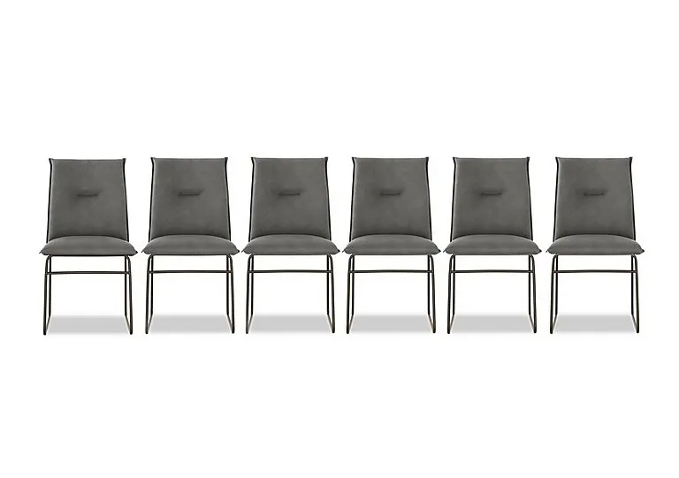 Maya Set of 6 Lava Metal Leg Dining Chairs