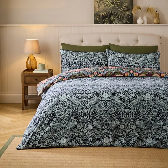 Strawberry Thief 100% Brushed Cotton Duvet Cover & Pillowcase Set 2