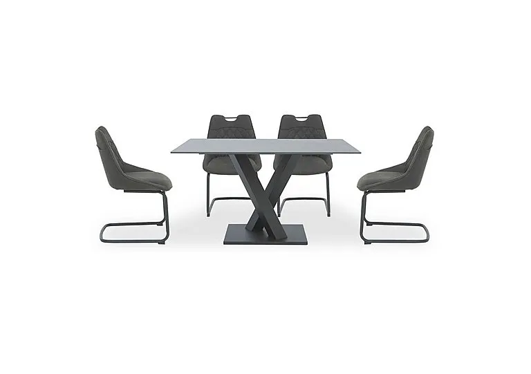Warrior Grey Compact Fixed Dining Table with 4 Cantilever Chairs - Grey