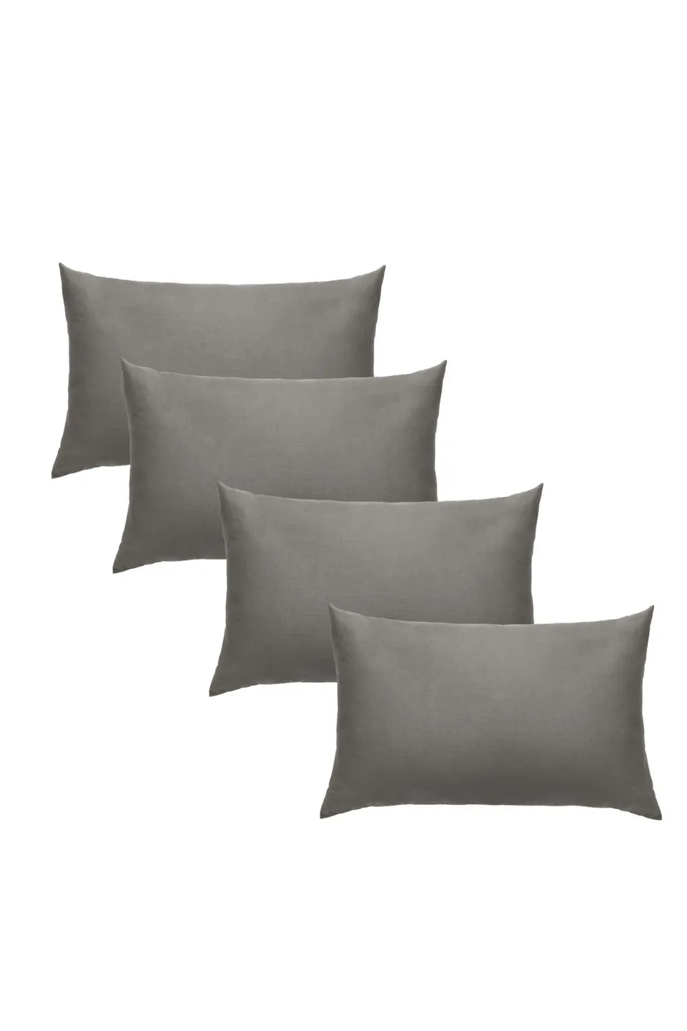OHS 4 x Soft Polycotton Housewife Pillowcase Set in Charcoal
