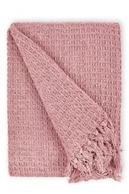 New Edge Blinds NewEdgeBlinds Waffle Collection Recycled Cotton Throw in Blush Pink (90" x 100"), Pink