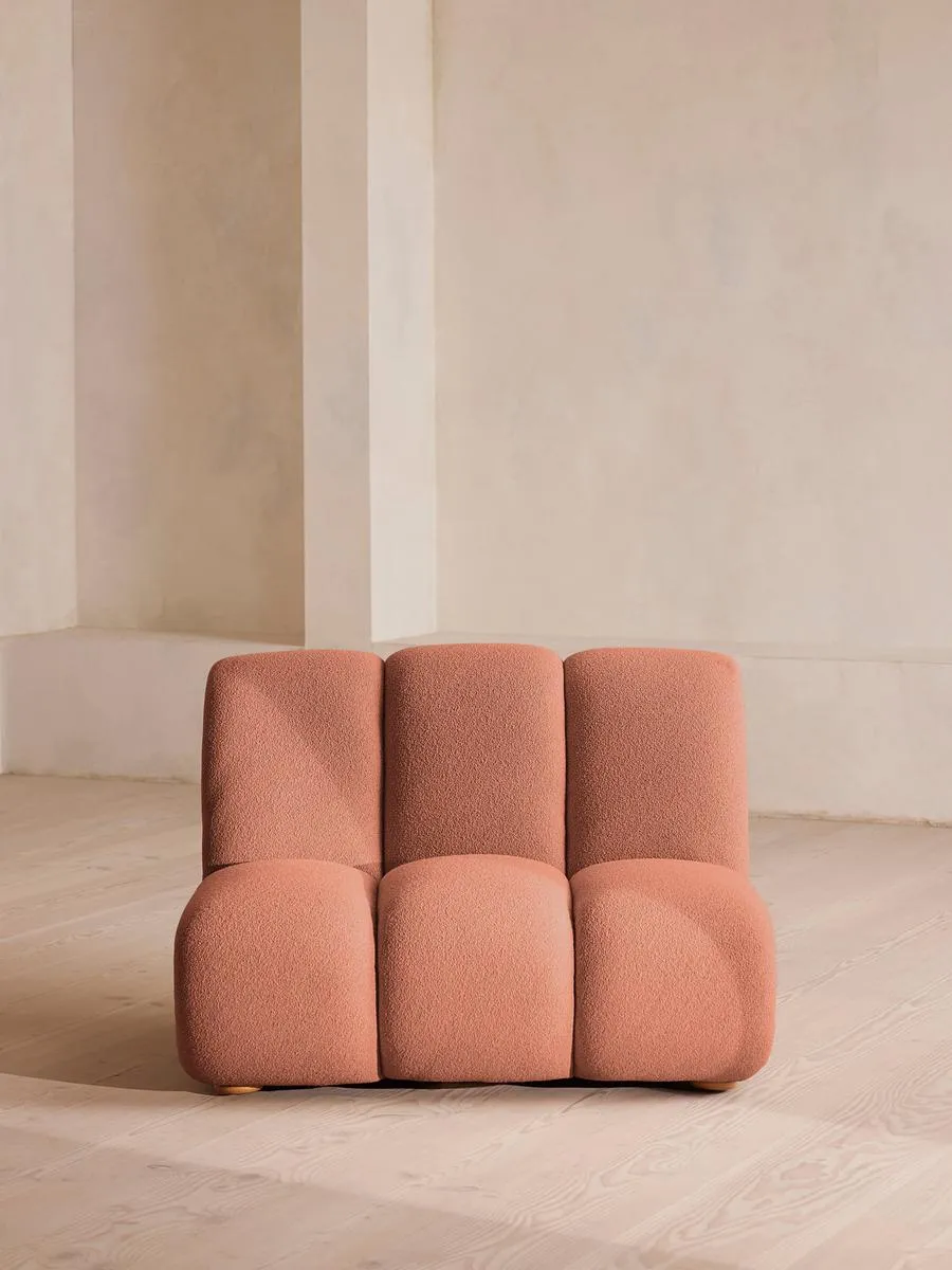 Noelle Modular Armchair, Textured Wool Boucle, Coral