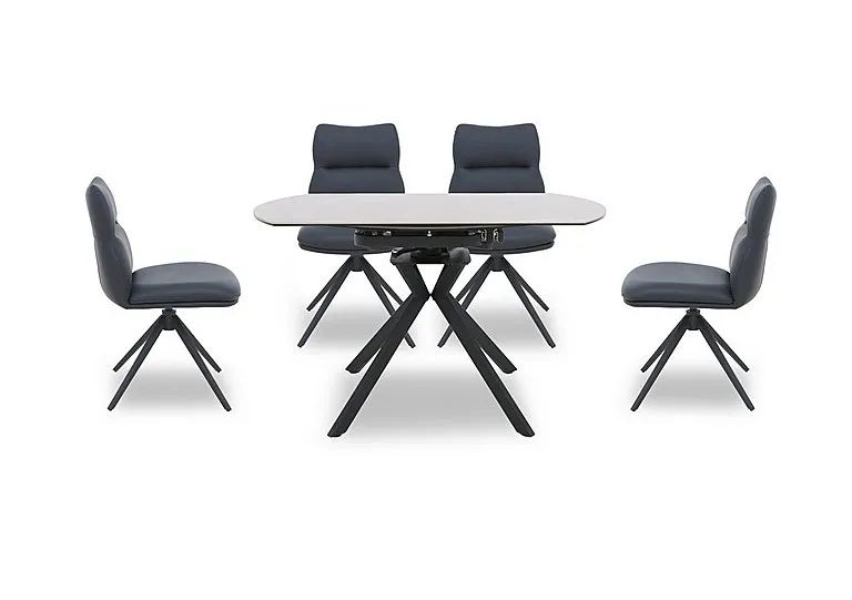 Quattro Round Extending Swivel Dining Table and 4 Swivel Chairs