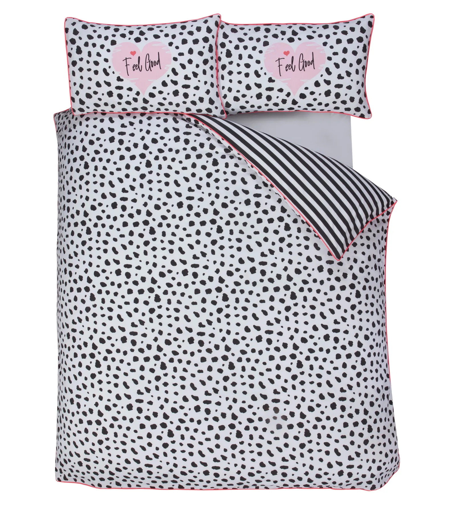 Rapport Home Dalmation Polycotton Reversible Duvet Cover Set with Pillowcase in Black 2