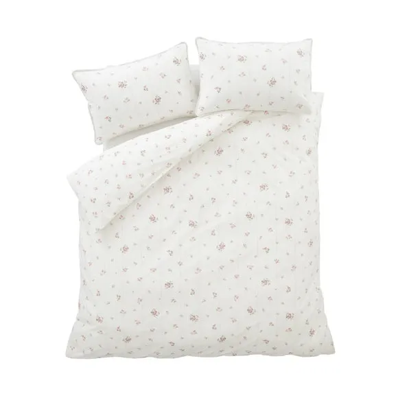 Bianca Vintage Rosebud Lace 100% Cotton Duvet Cover & Pillowcase Set 6