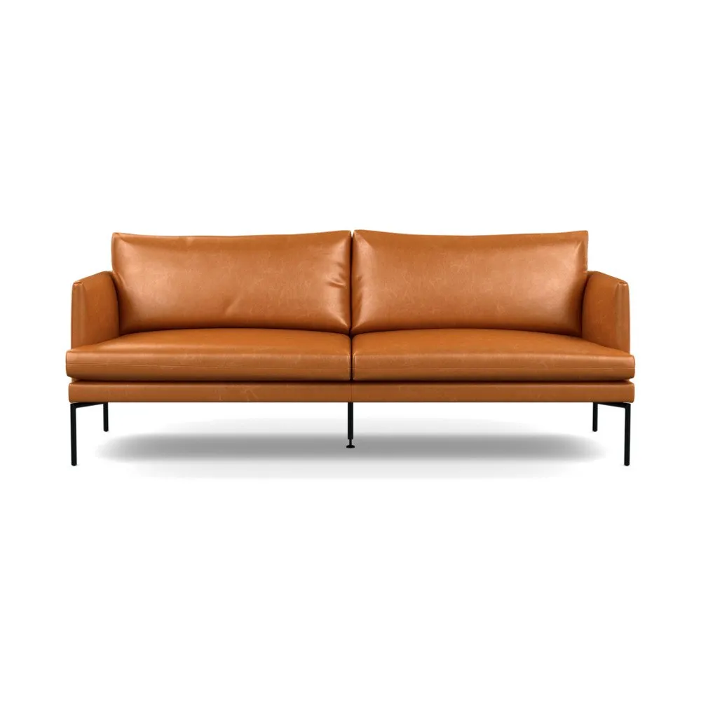 Heal's Matera 3 Seater Sofa Leather Stonewash Toffee 277 Black Feet 1