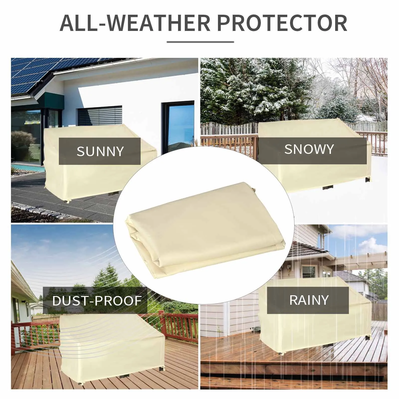 OUTSUNNY Outdoor Furniture Cover 2 Seater Loveseat Protection 140x84x94cm in Beige 4